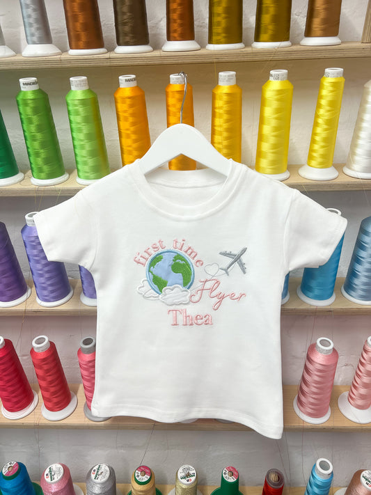 Embroidered First Time Flyer / Plane Holiday l T-shirt