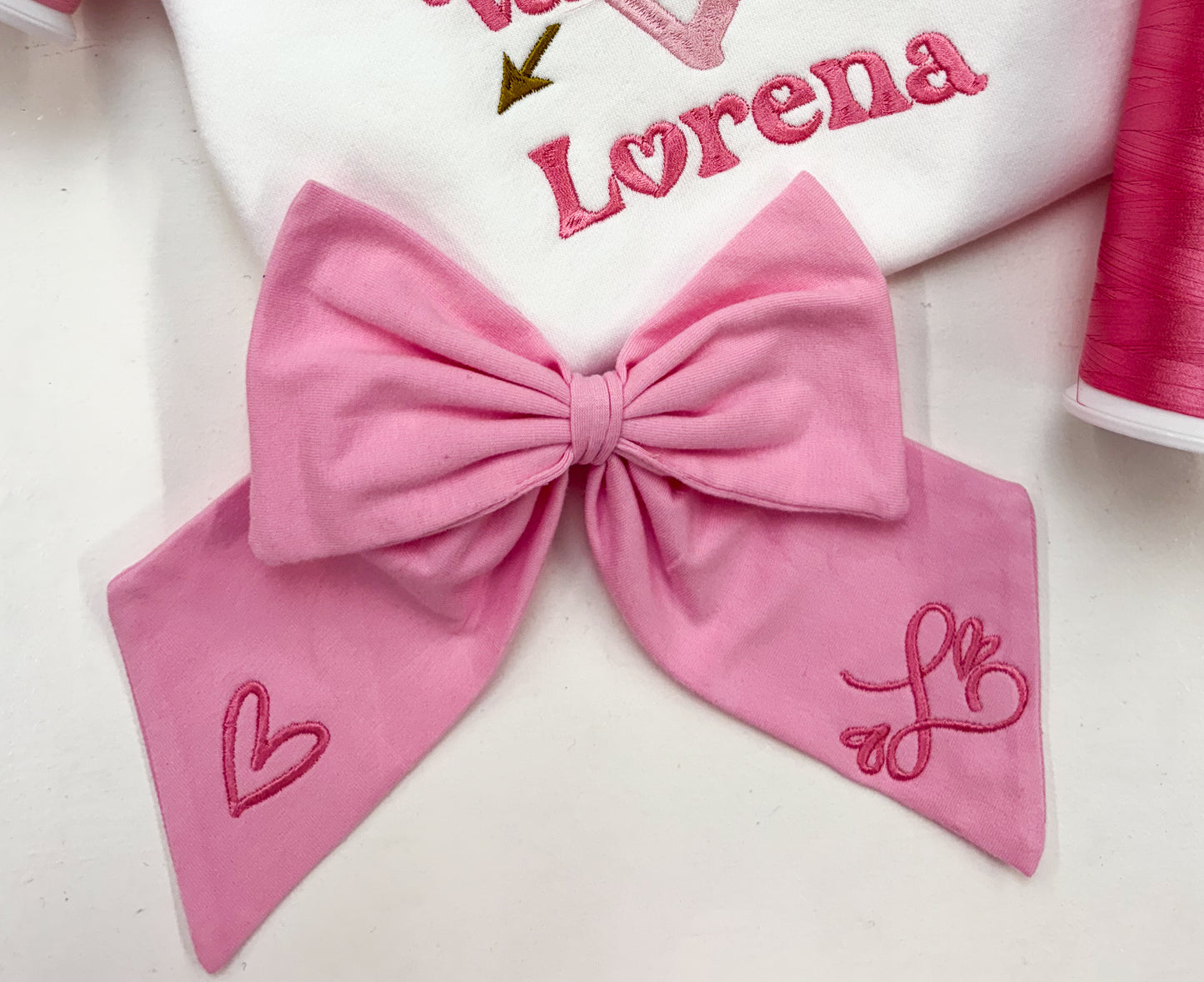 Embroidered Valentines Bow