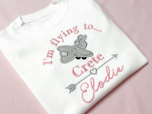Embroidered I'm Flying to / Plane Holiday l T-shirt