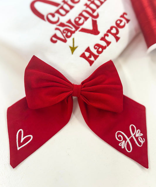 Embroidered Valentines Bow