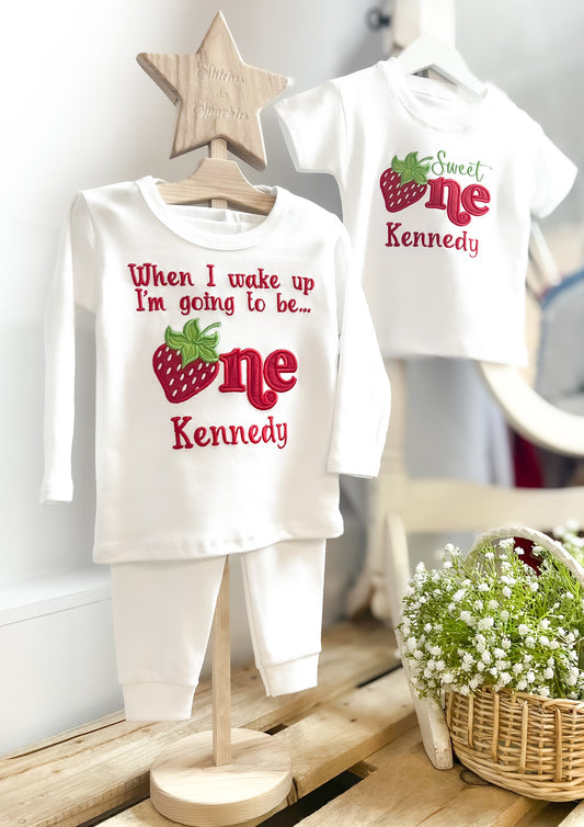 Strawberry Birthday Age - Embroidered Lounge set