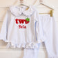 Strawberry - Embroidered Elizabeth Ruffle Long Nightwear Pyjama Set