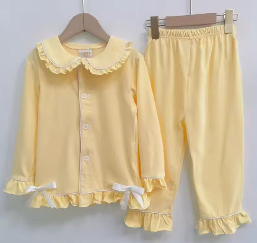 Easter Bunny Initial - Girls - Lemon Frills - Embroidered Pyjamas