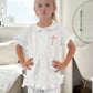 Floral Initial & Bow - Embroidered Elizabeth Ruffle Shorts Nightwear Pyjama Set