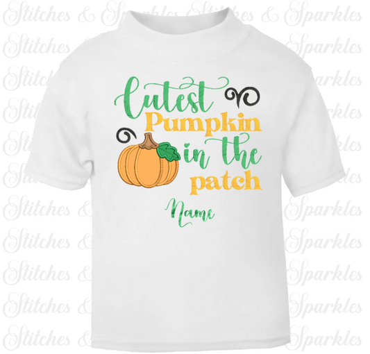 Embroidered Cutest Pumpkin in the Patch Halloween T-shirt