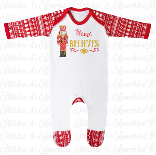 Embroidered Nut cracker Christmas Romper