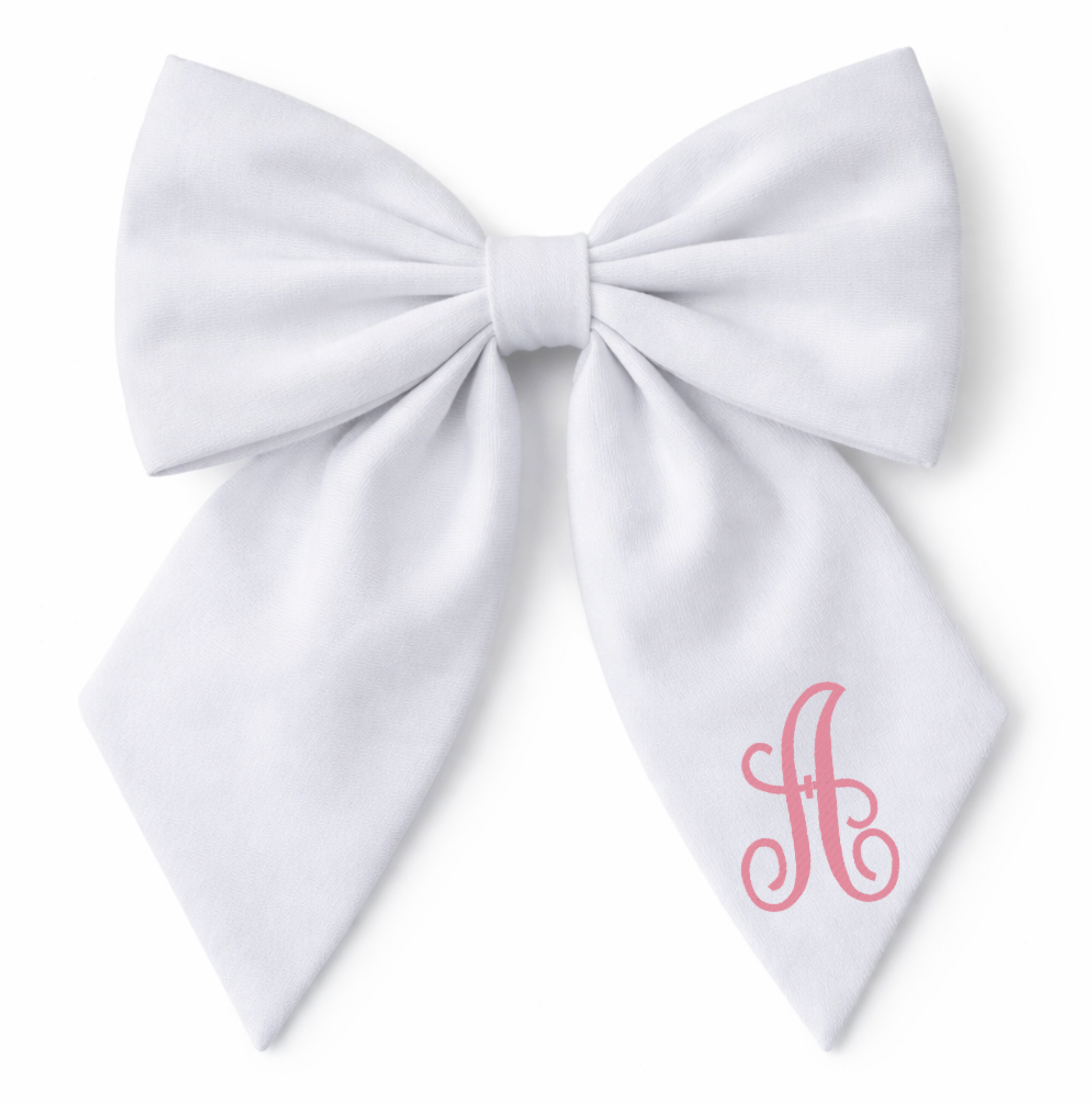Cool White Embroidered Initial Bow