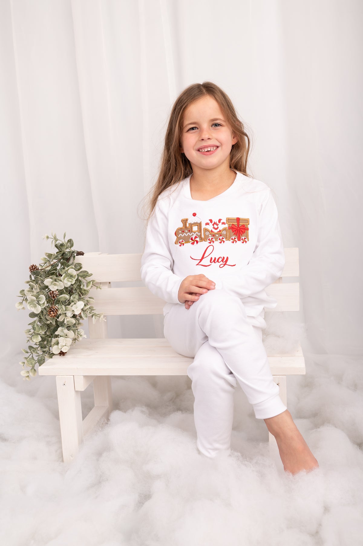 Christmas Train Embroidered Lounge Pyjama Set