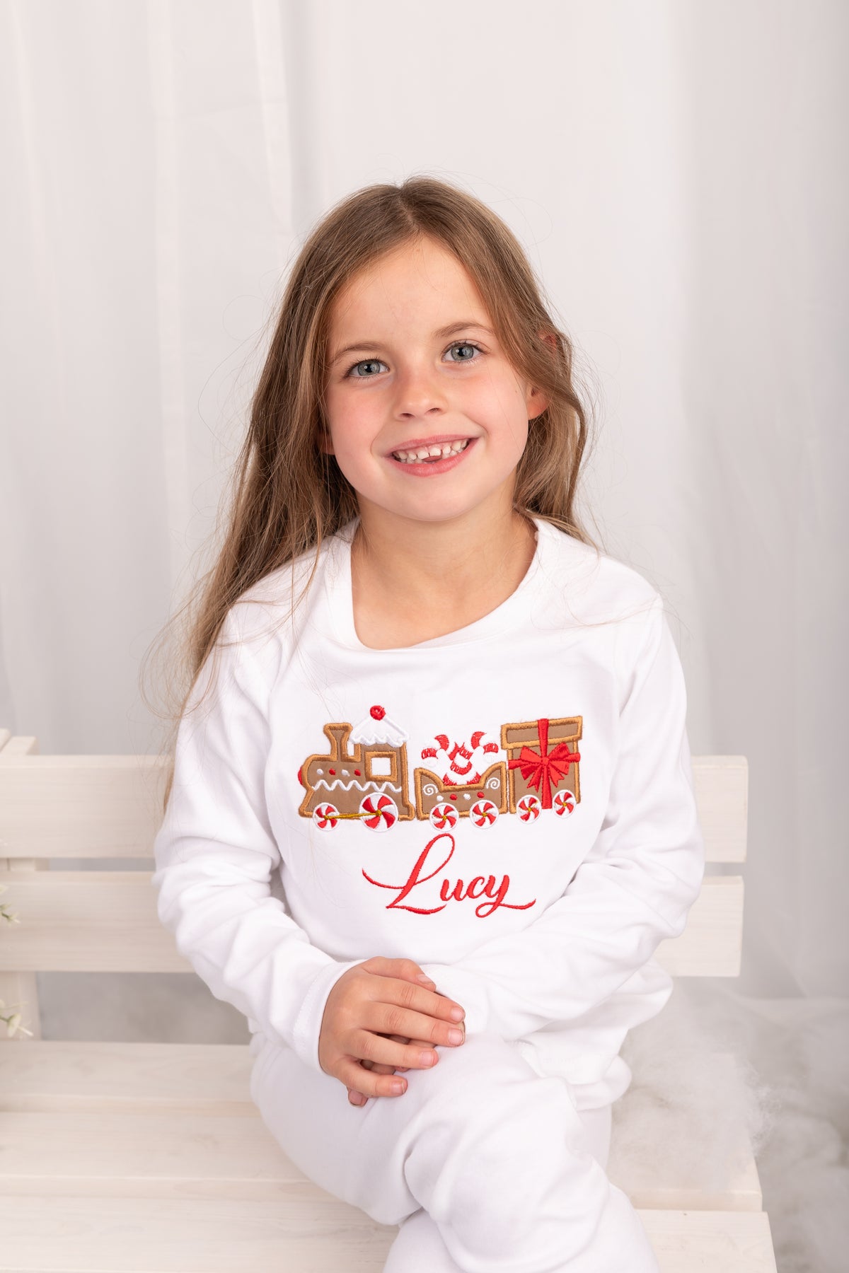 Christmas Train Embroidered Lounge Pyjama Set