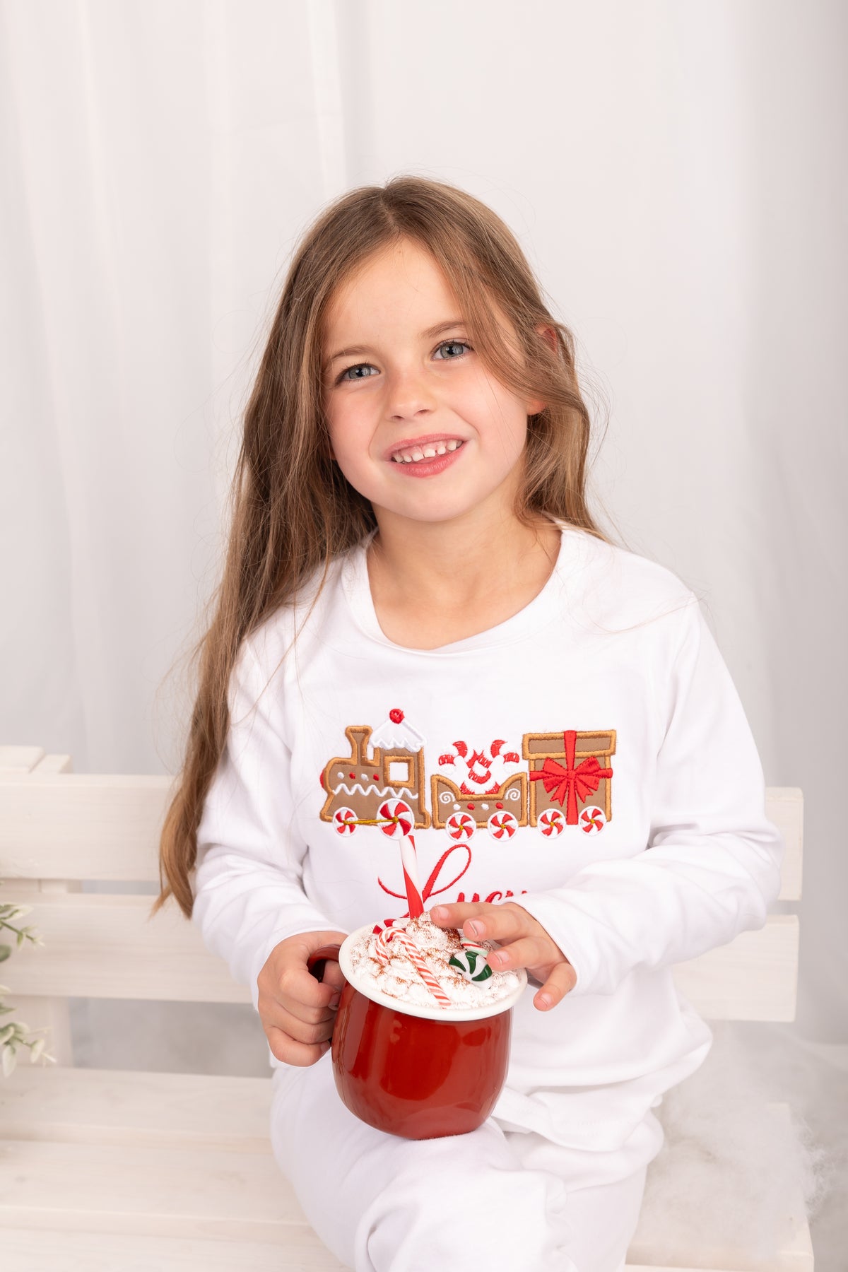 Christmas Train Embroidered Lounge Pyjama Set