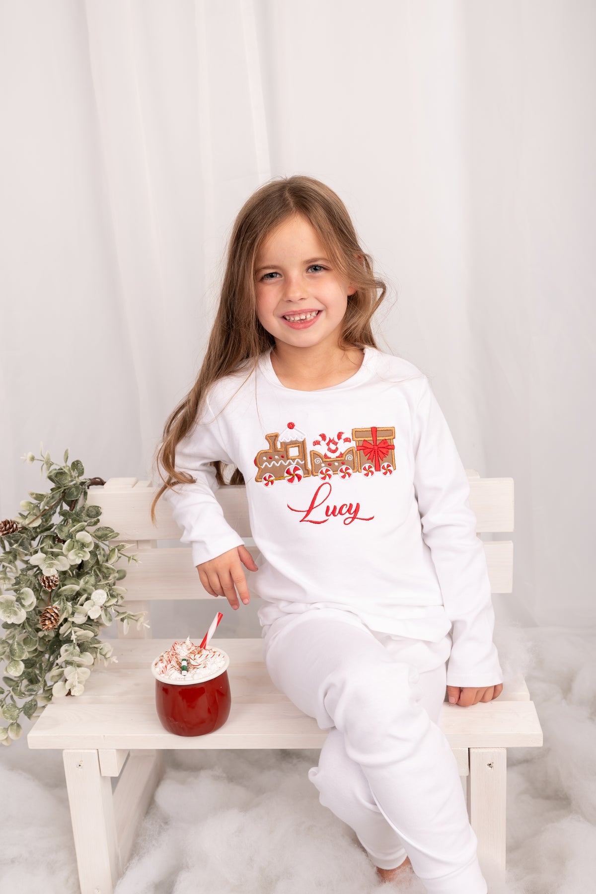 Christmas Train Embroidered Lounge Pyjama Set