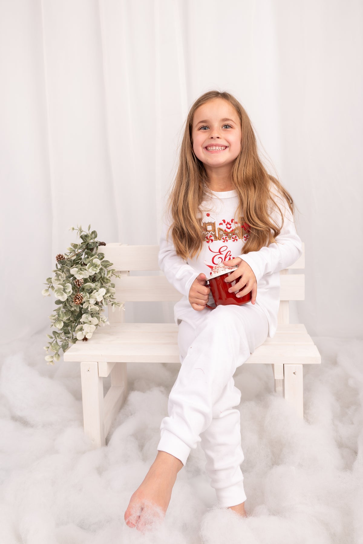 Christmas Train Embroidered Lounge Pyjama Set