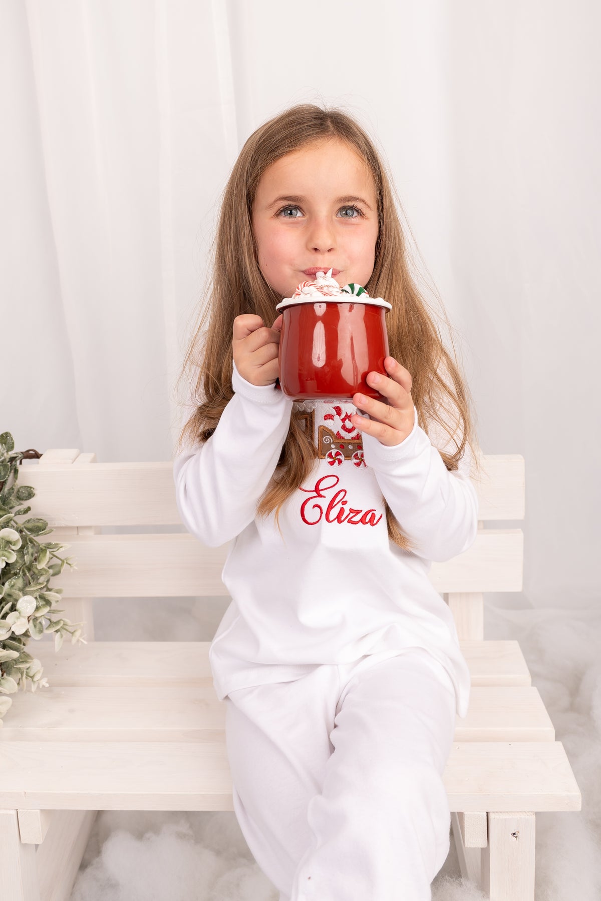 Christmas Train Embroidered Lounge Pyjama Set