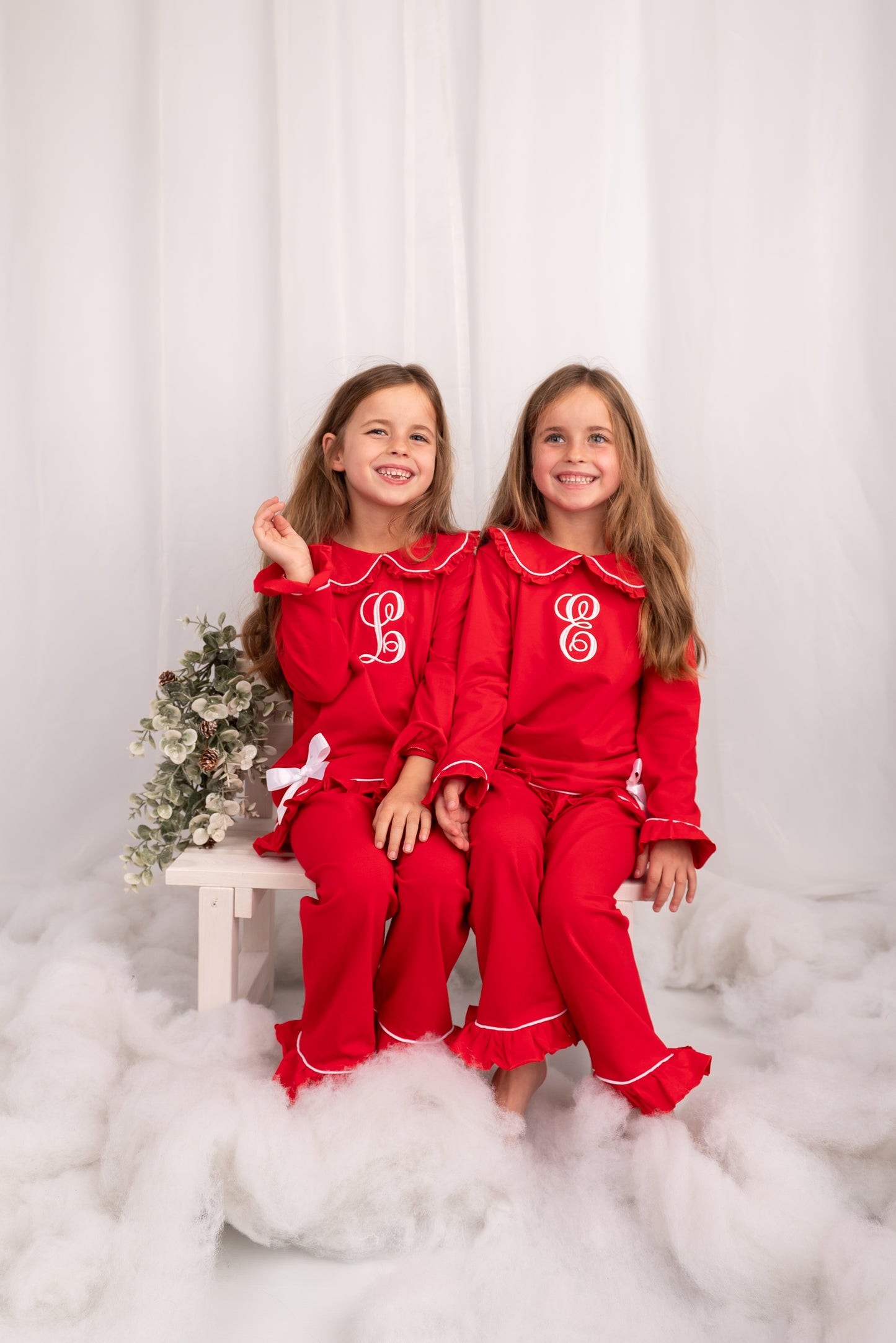 Exclusive Aliyah Frills - Peter Pan Collar Christmas Embroidered Initial Pyjamas