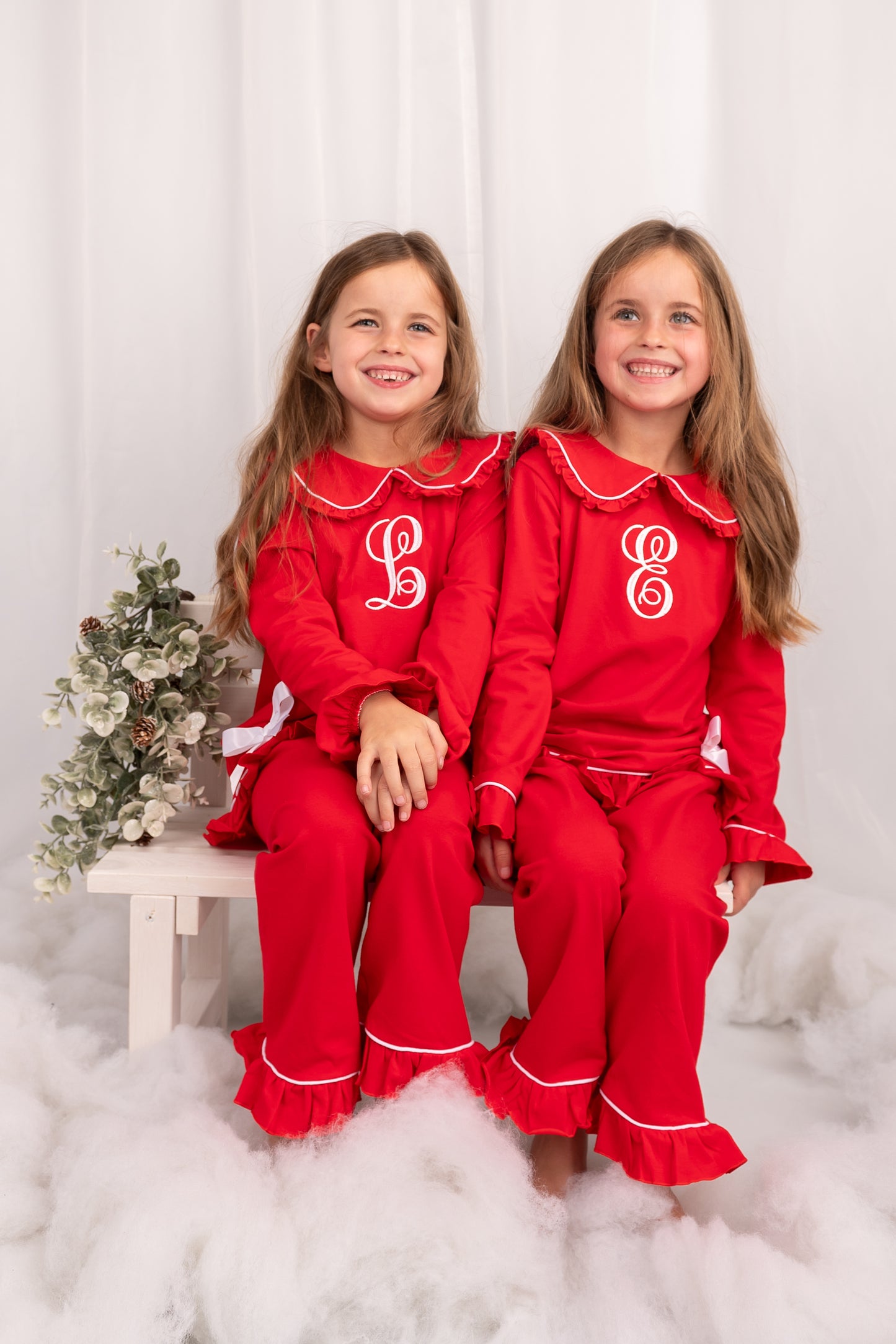 Exclusive Aliyah Frills - Peter Pan Collar Christmas Embroidered Initial Pyjamas