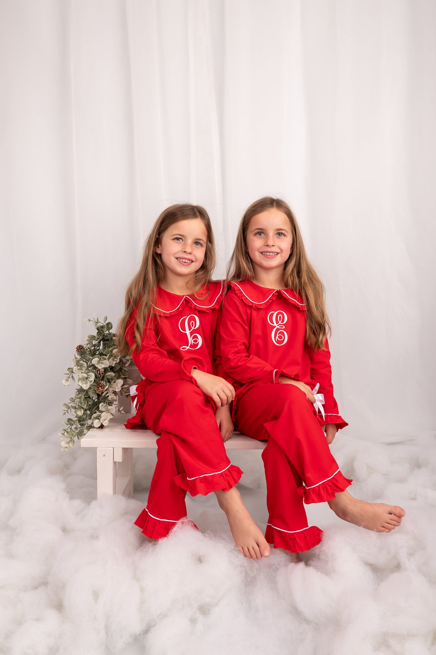 Exclusive Aliyah Frills - Peter Pan Collar Christmas Embroidered Initial Pyjamas