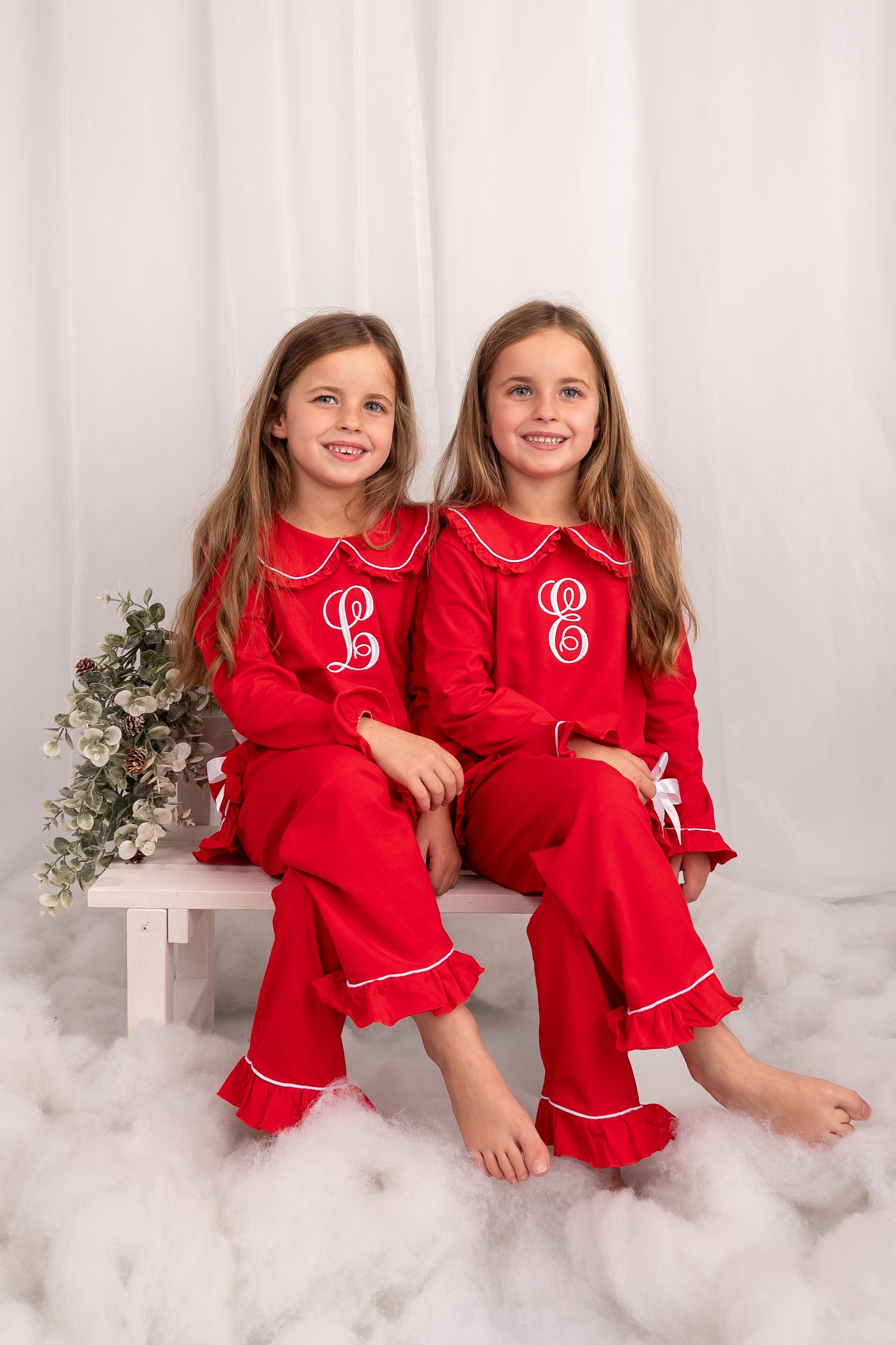 Exclusive Aliyah Frills - Peter Pan Collar Christmas Embroidered Initial Pyjamas