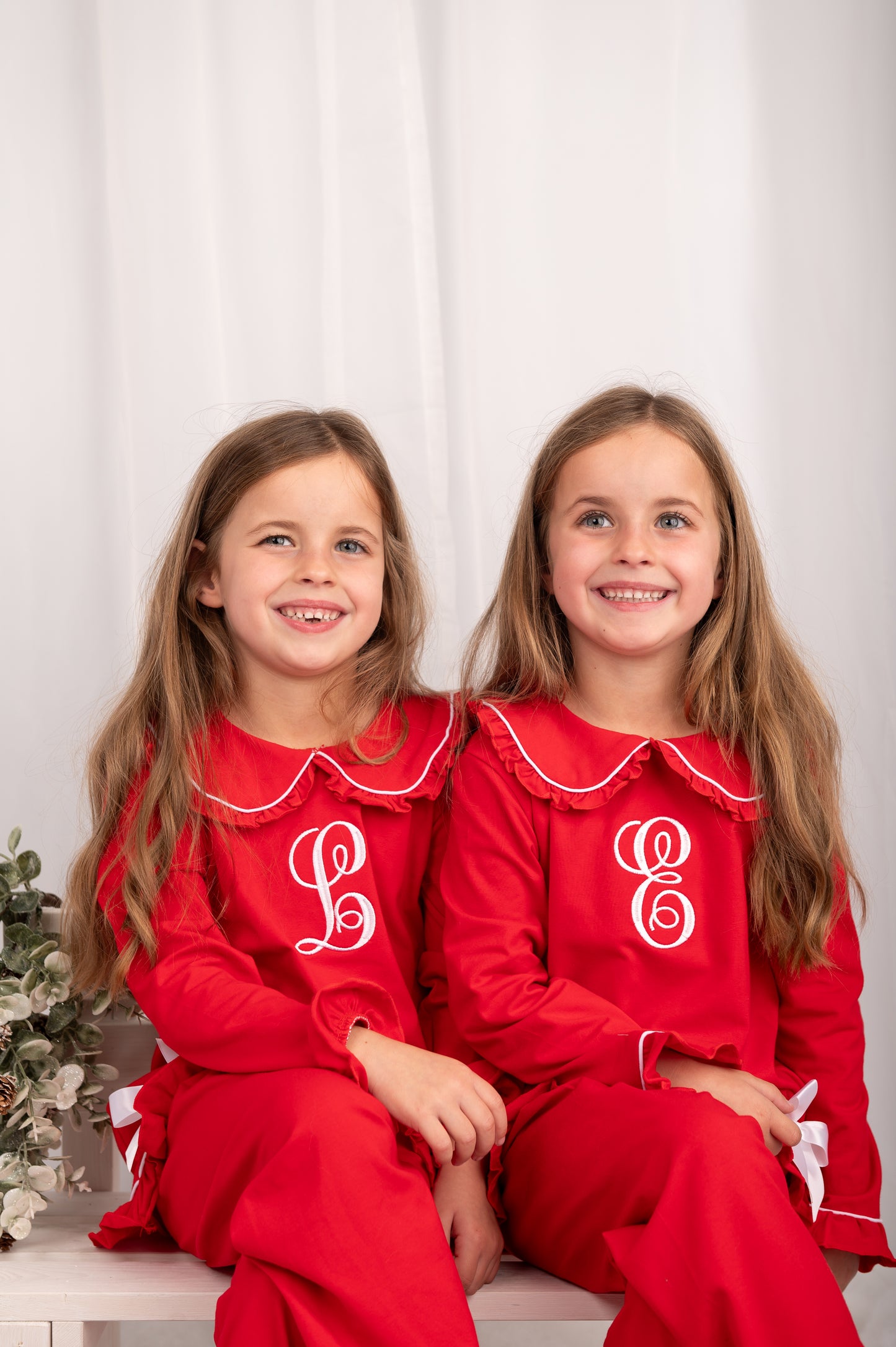 Exclusive Aliyah Frills - Peter Pan Collar Christmas Embroidered Initial Pyjamas