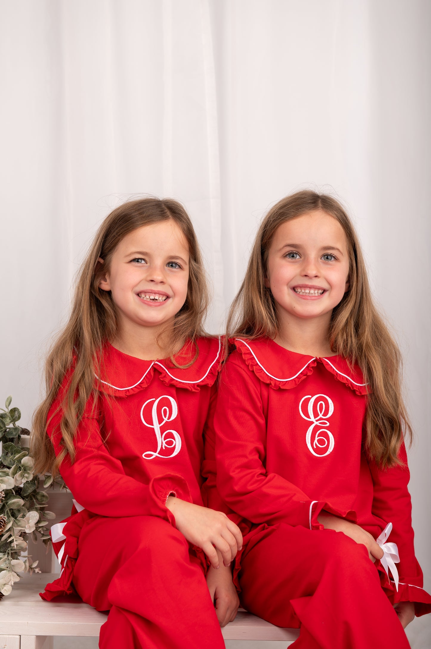 Exclusive Aliyah Frills - Peter Pan Collar Christmas Embroidered Initial Pyjamas