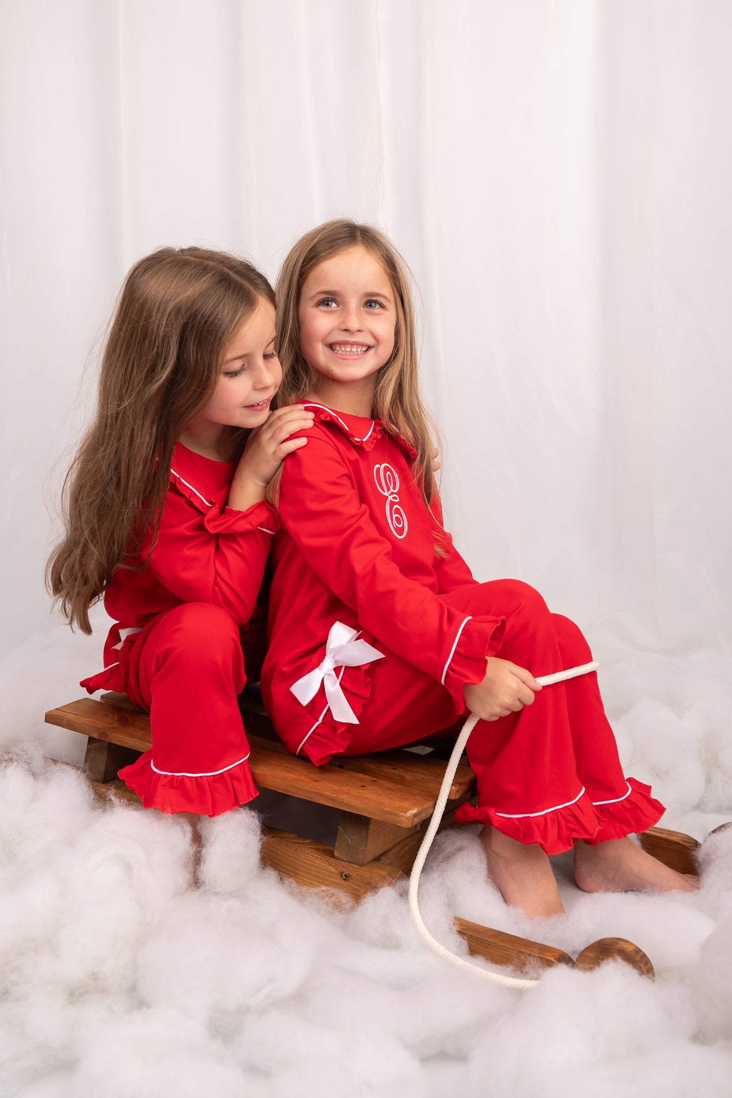 Exclusive Aliyah Frills - Peter Pan Collar Christmas Embroidered Initial Pyjamas