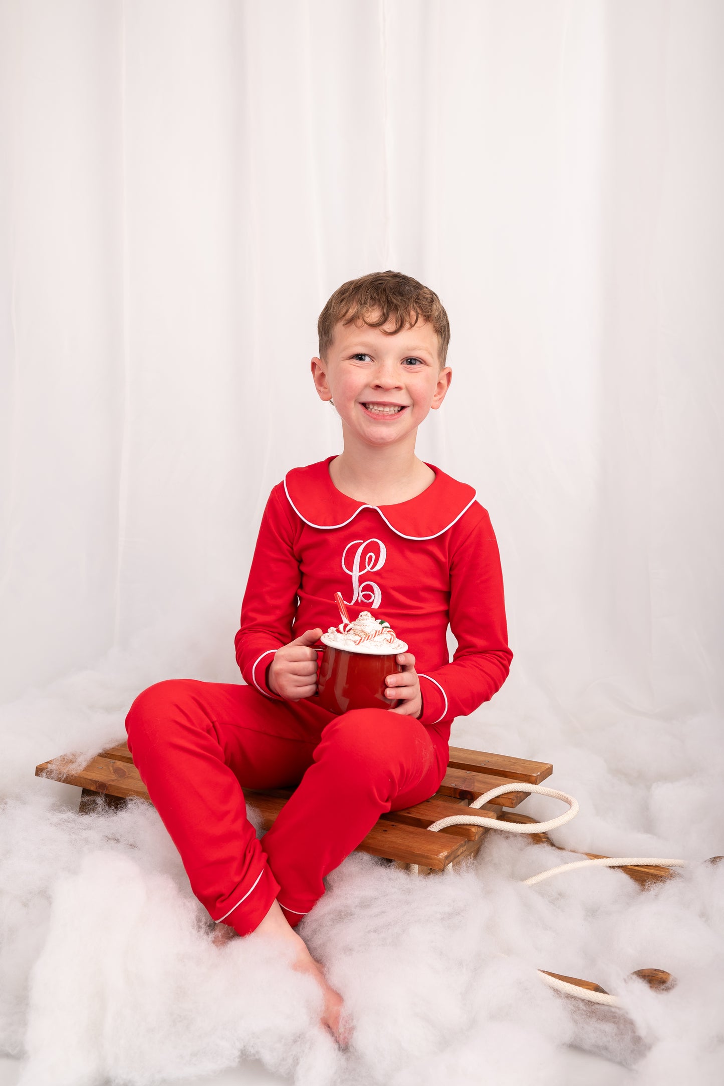 Exclusive Amari - Peter Pan Collar Christmas Embroidered Initial Pyjamas