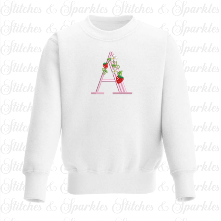 Strawberry Initial / Letter - Embroidered Sweatshirt / Jumper