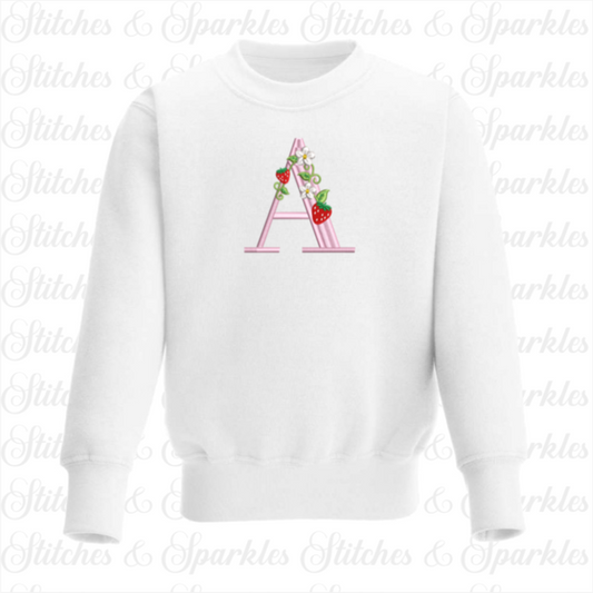 Strawberry Initial / Letter - Embroidered Sweatshirt / Jumper