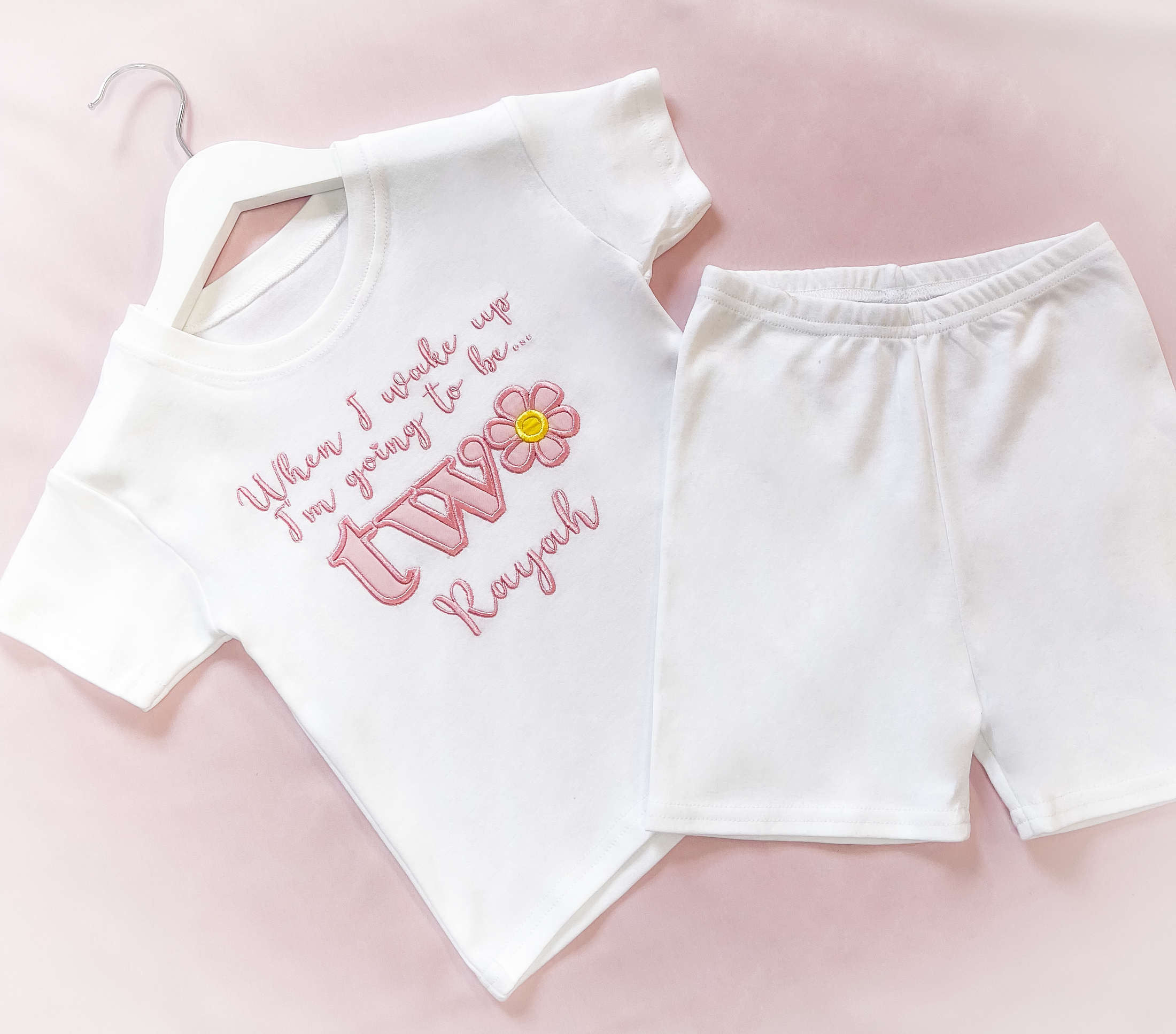 Daisy Birthday Eve - Embroidered Pyjama Shorts Set