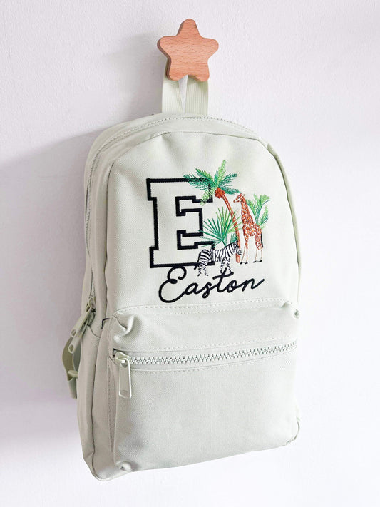Embroidered African Safari Initial & Name Backpack