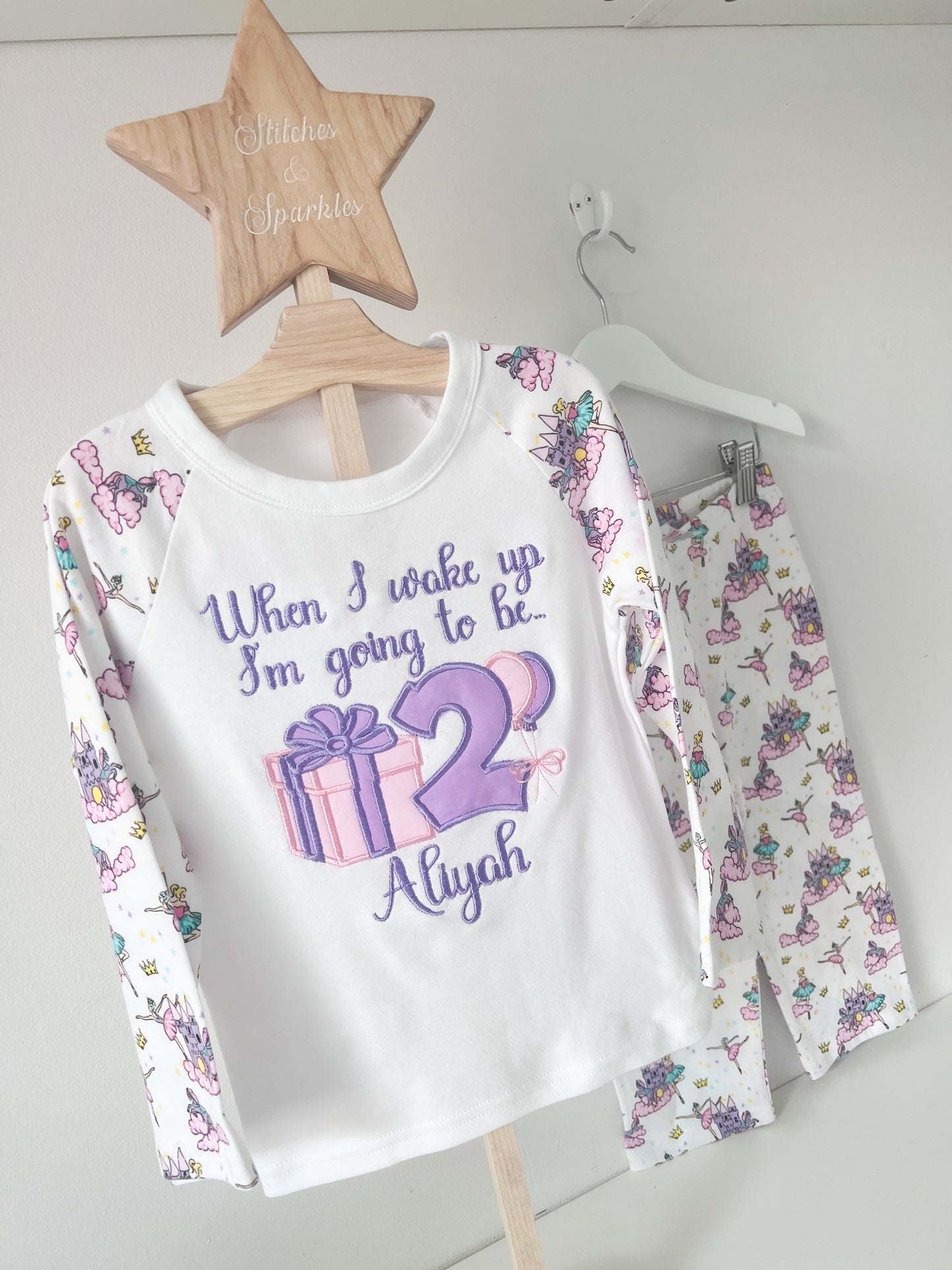 Embroidered Birthday Eve Present Bow Pyjamas