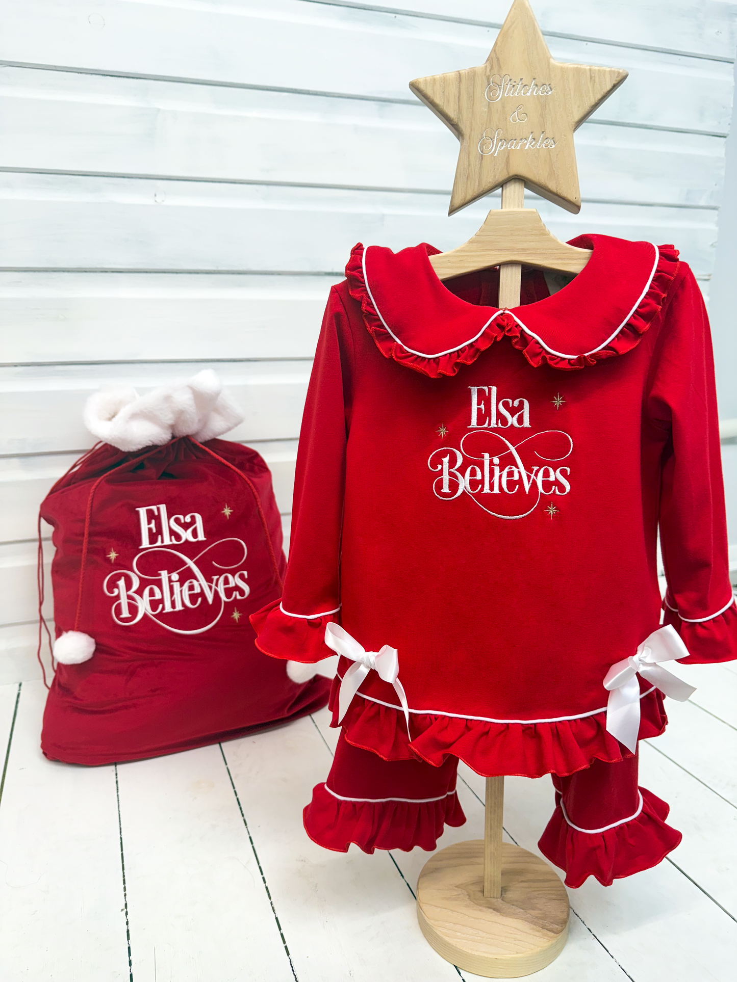 Believes - Embroidered Plush Santa Sack