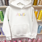 Rainbow Multi Colour Embroidered Personalised Name - Hoodie