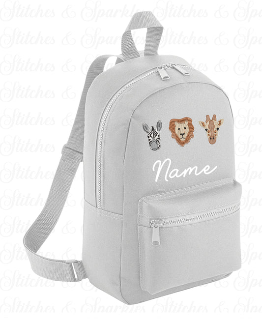 Embroidered Safari Animals Backpack
