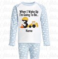 Load image into Gallery viewer, Embroidered Construction Truck Birthday Pyjamas
