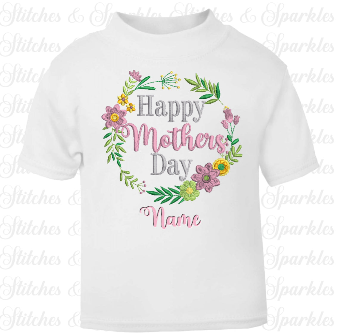 Embroidered Happy Mother's Day floral T-Shirt