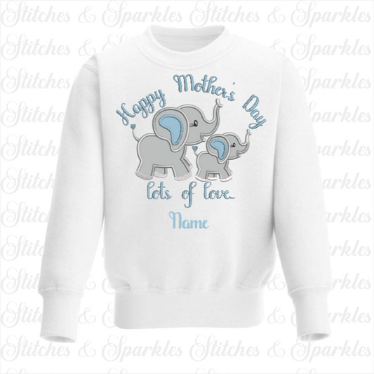 Embroidered My First / Happy Mothers Day Elephant - Jumper / Sweatshirt