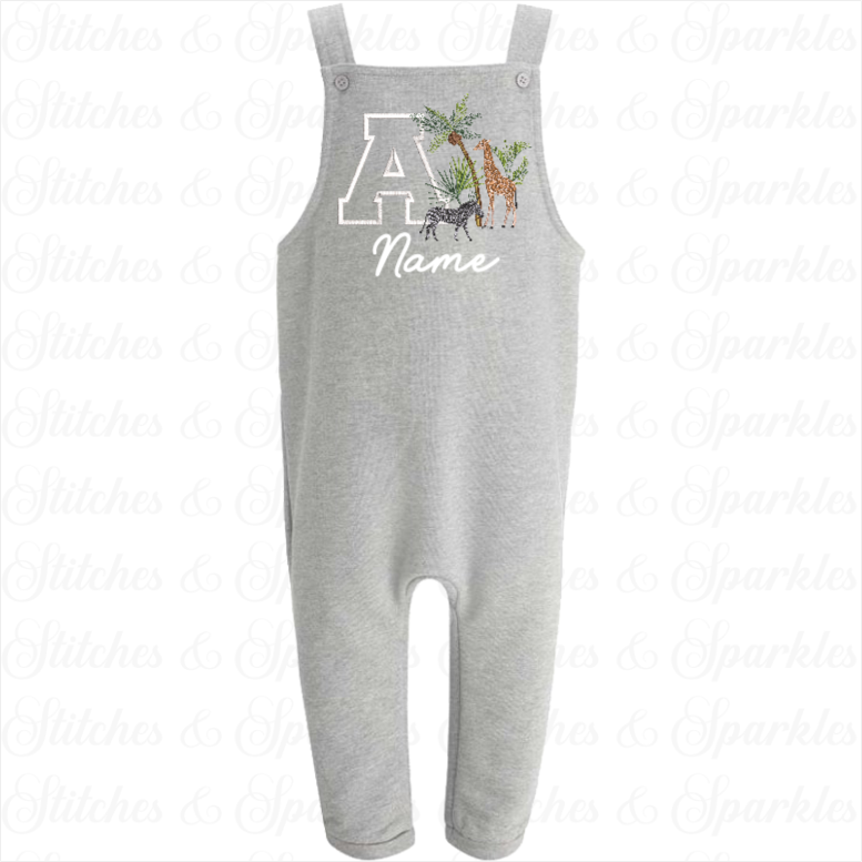 Embroidered Inital Safari African Overalls