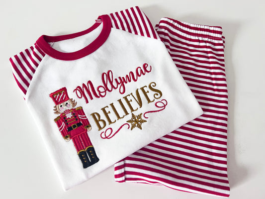 Kids Embroidered Nut cracker Believes Christmas Pyjamas