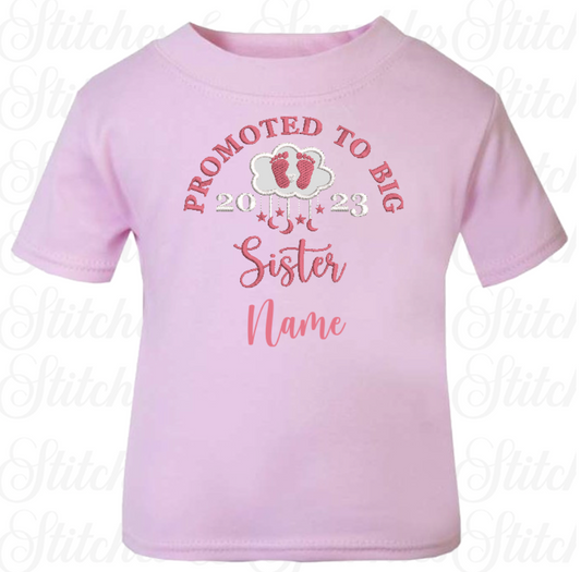 Embroidered Promoted to Big... Sister / Brother / Cousin T-shirt