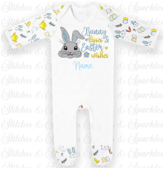 Embroidered Bunny Kisses and Easter Wishes Romper