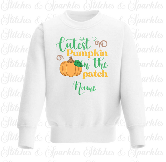 Embroidered Cutest Pumpkin in the Patch Halloween Sweatshirt / Jumper