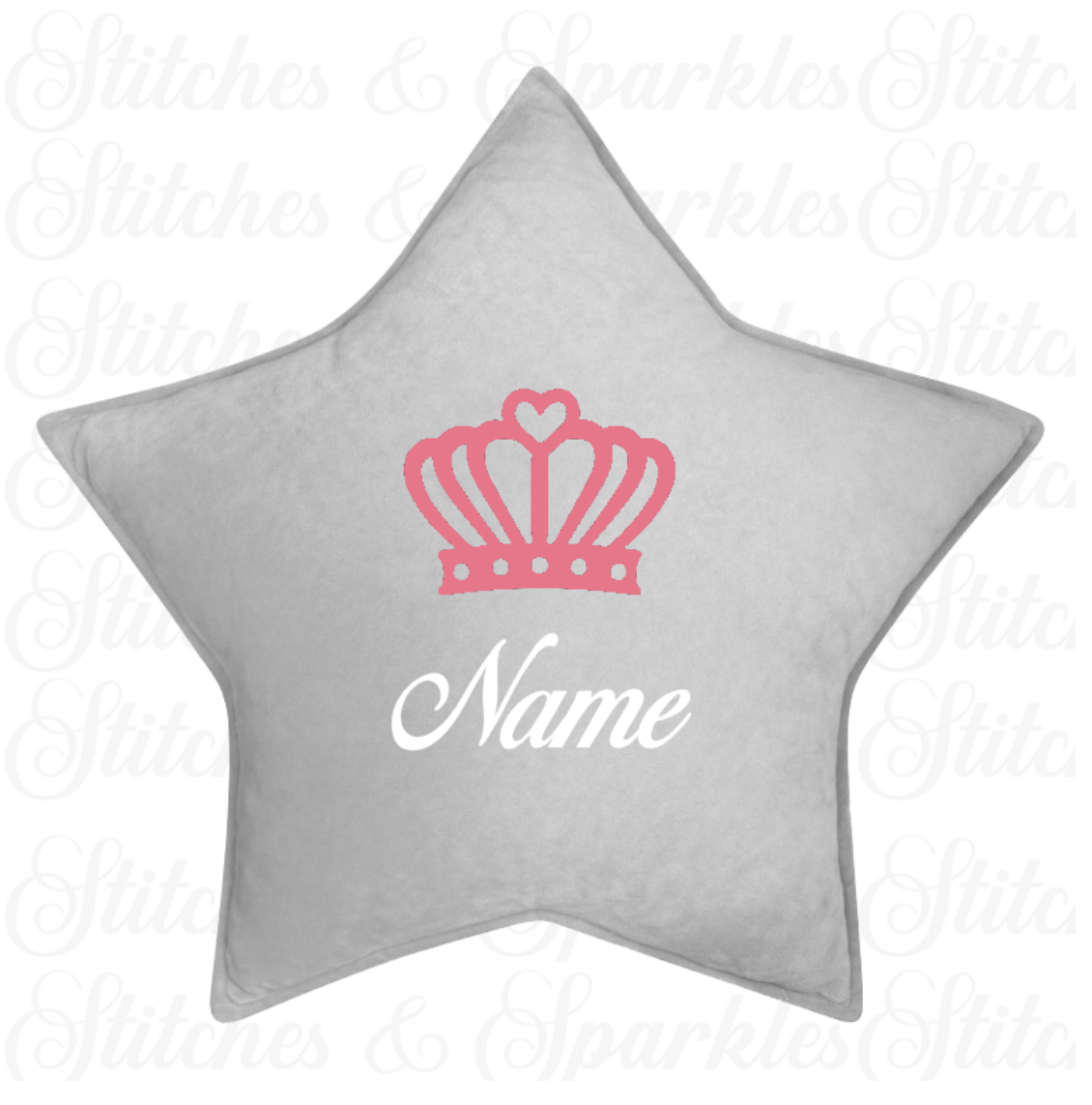 Embroidered Crown Star Cushion