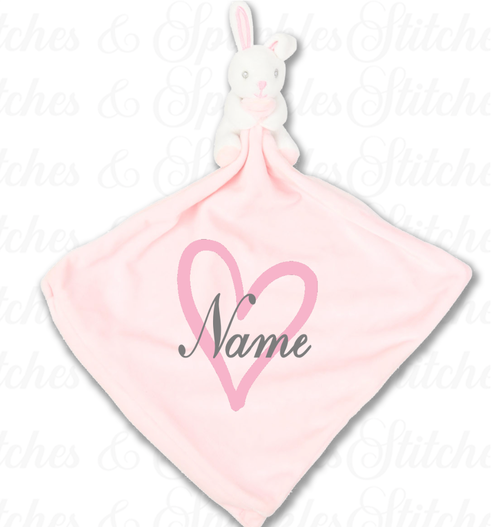 Embrodiered Baby Comforter & Rattle - Heart / Star / Initial & Name