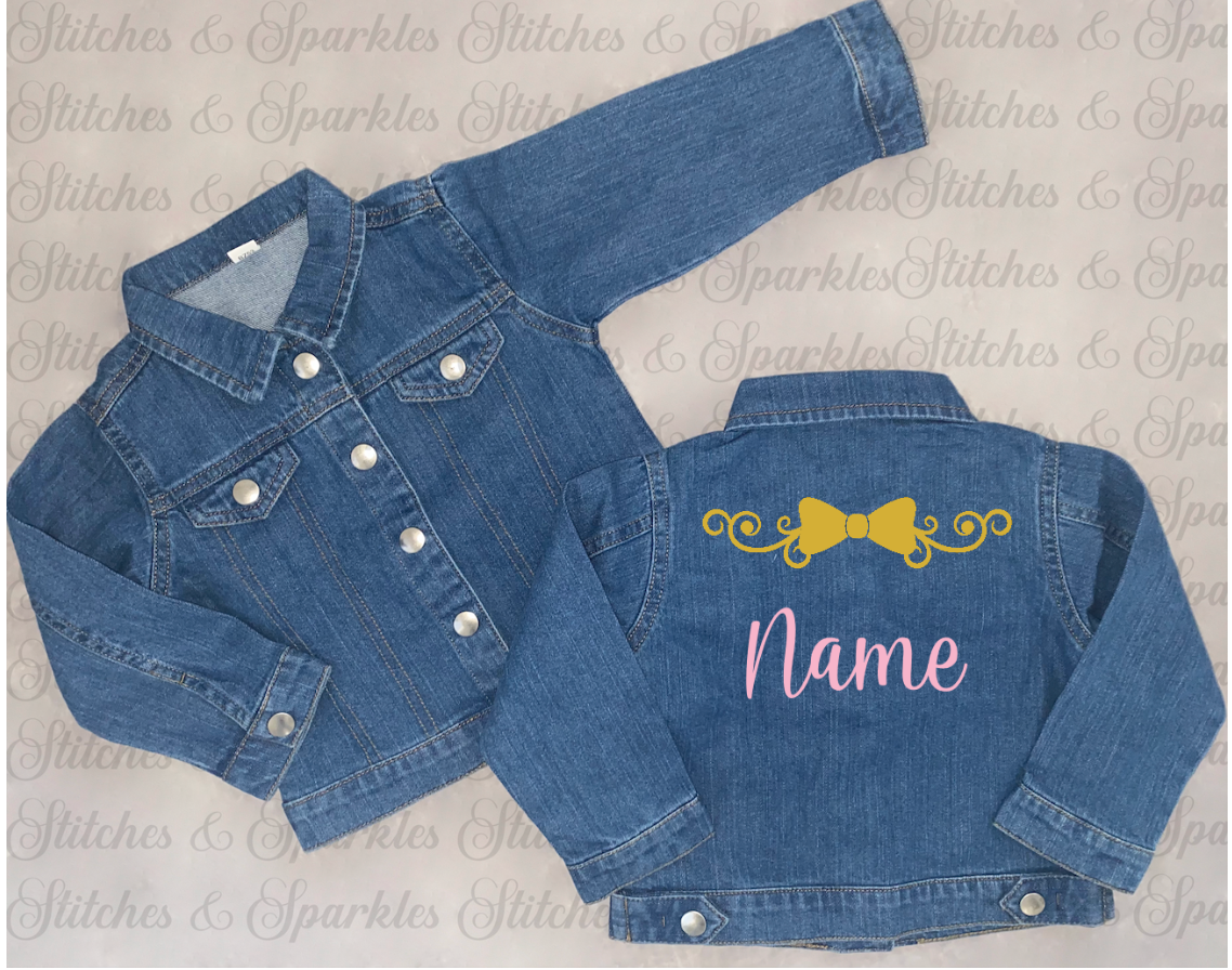 Embroidered Bow Denim Jacket - Stitches and Sparkles Inspired