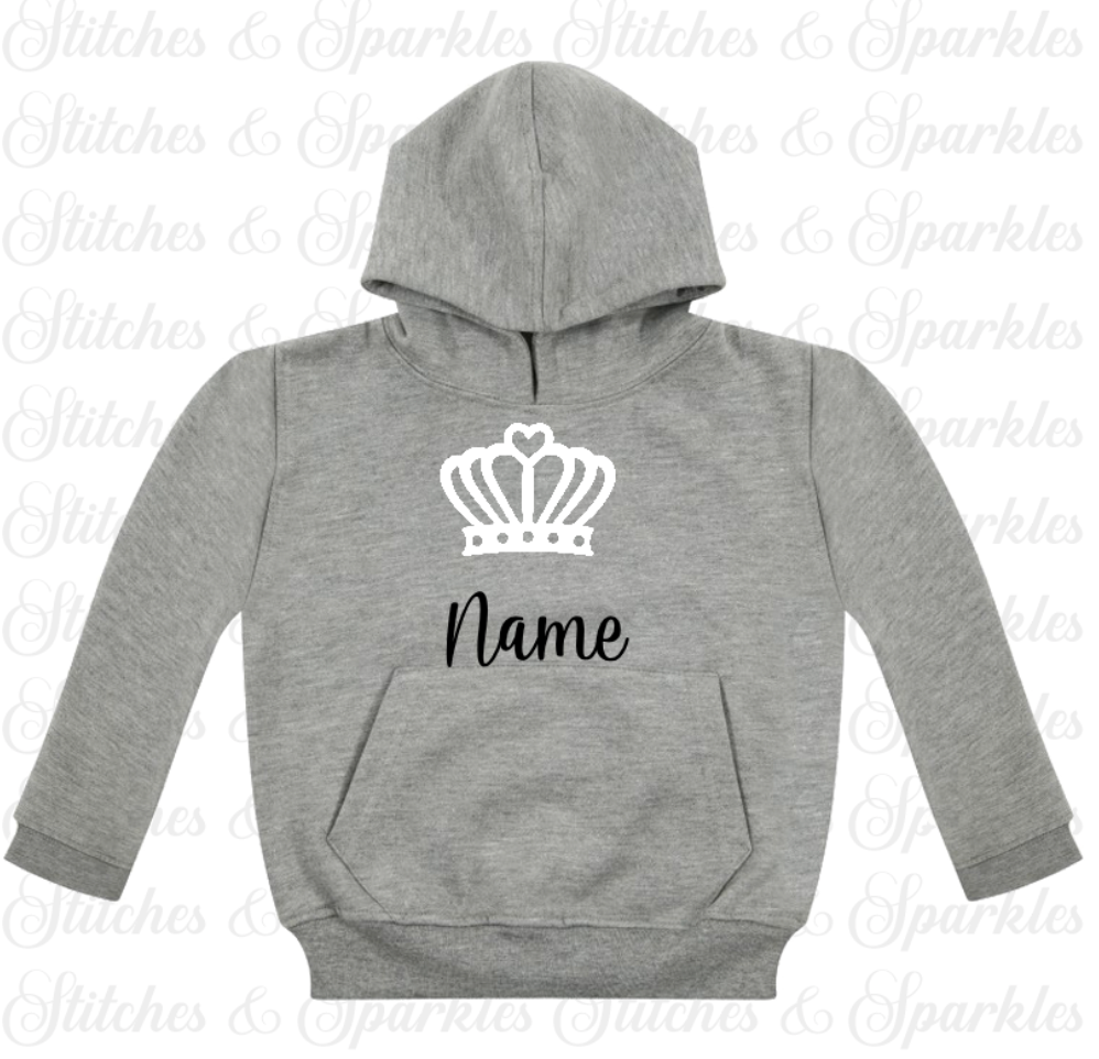 Embroidered Pull on Hoodie - Crown & Name Design