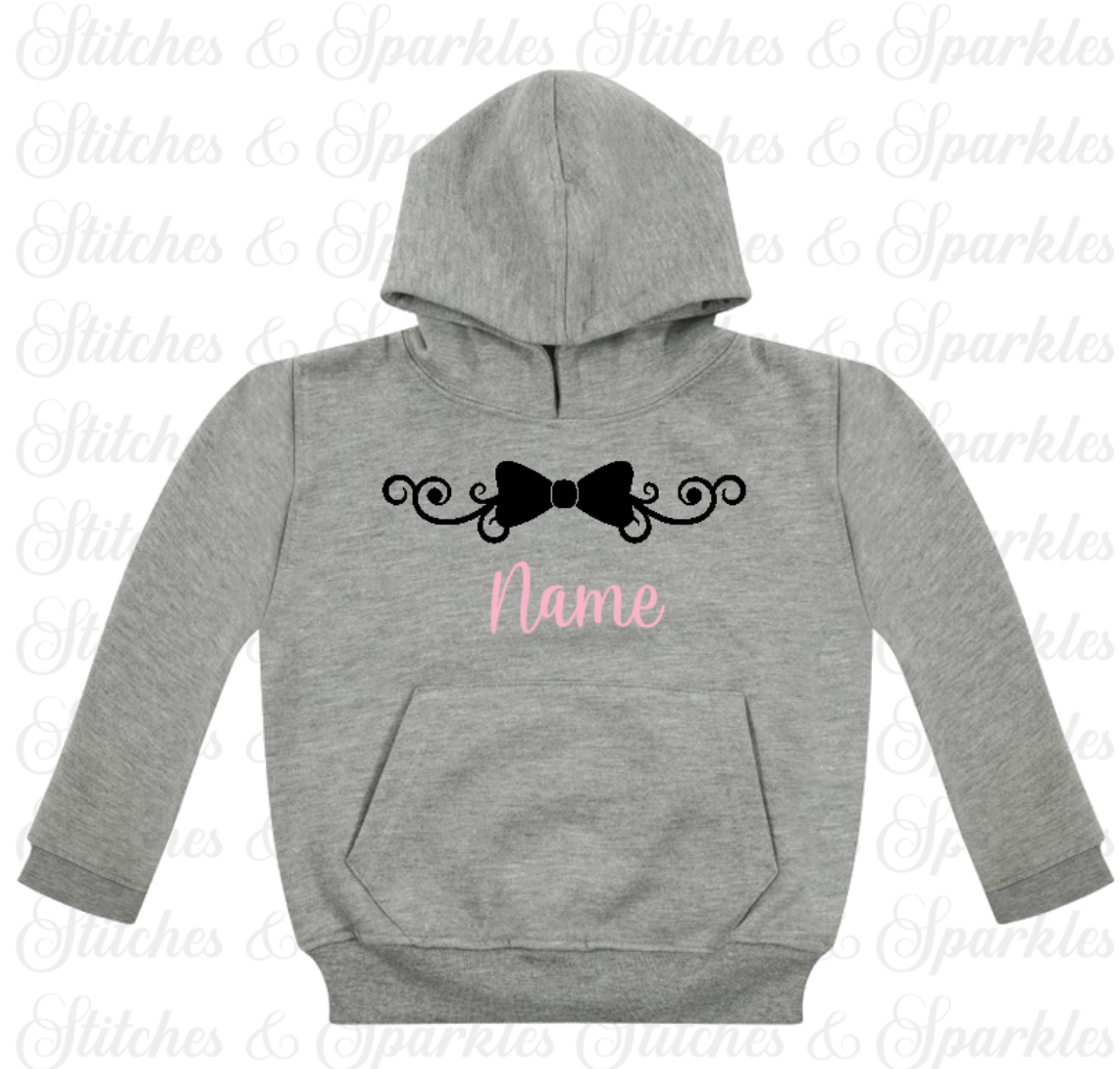 Embroidered Bow Design - Pull on Hoodie