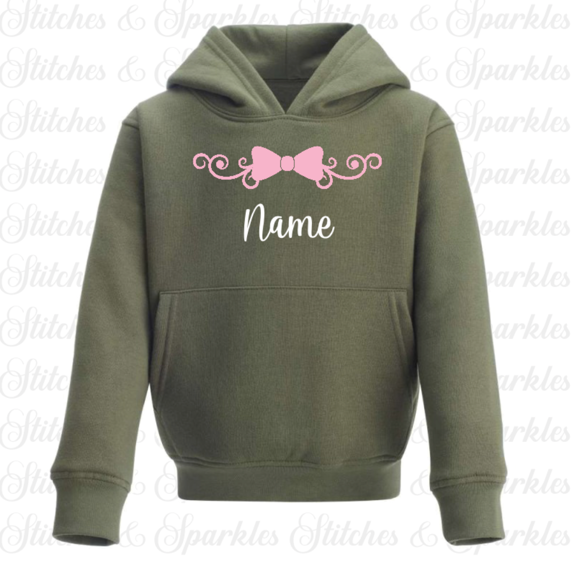 Embroidered Bow Design - Pull on Hoodie