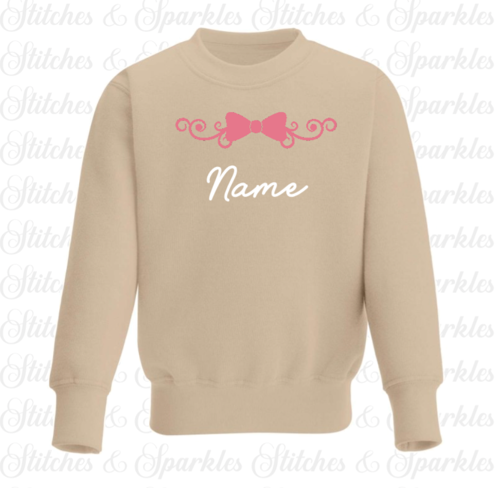 Embroidered Bow Design Jumper Sweatshirt