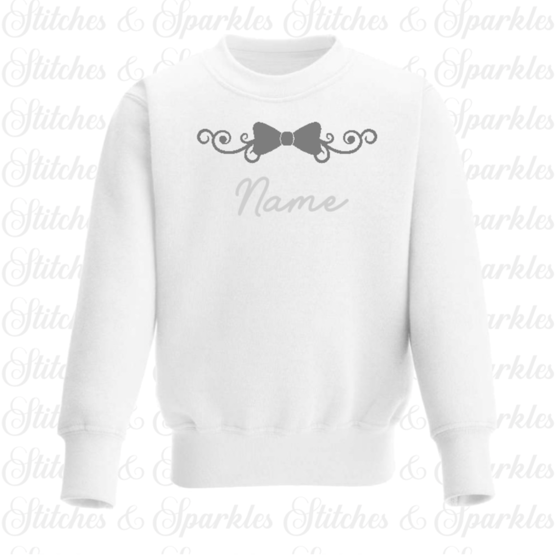 Embroidered Bow Design Jumper Sweatshirt