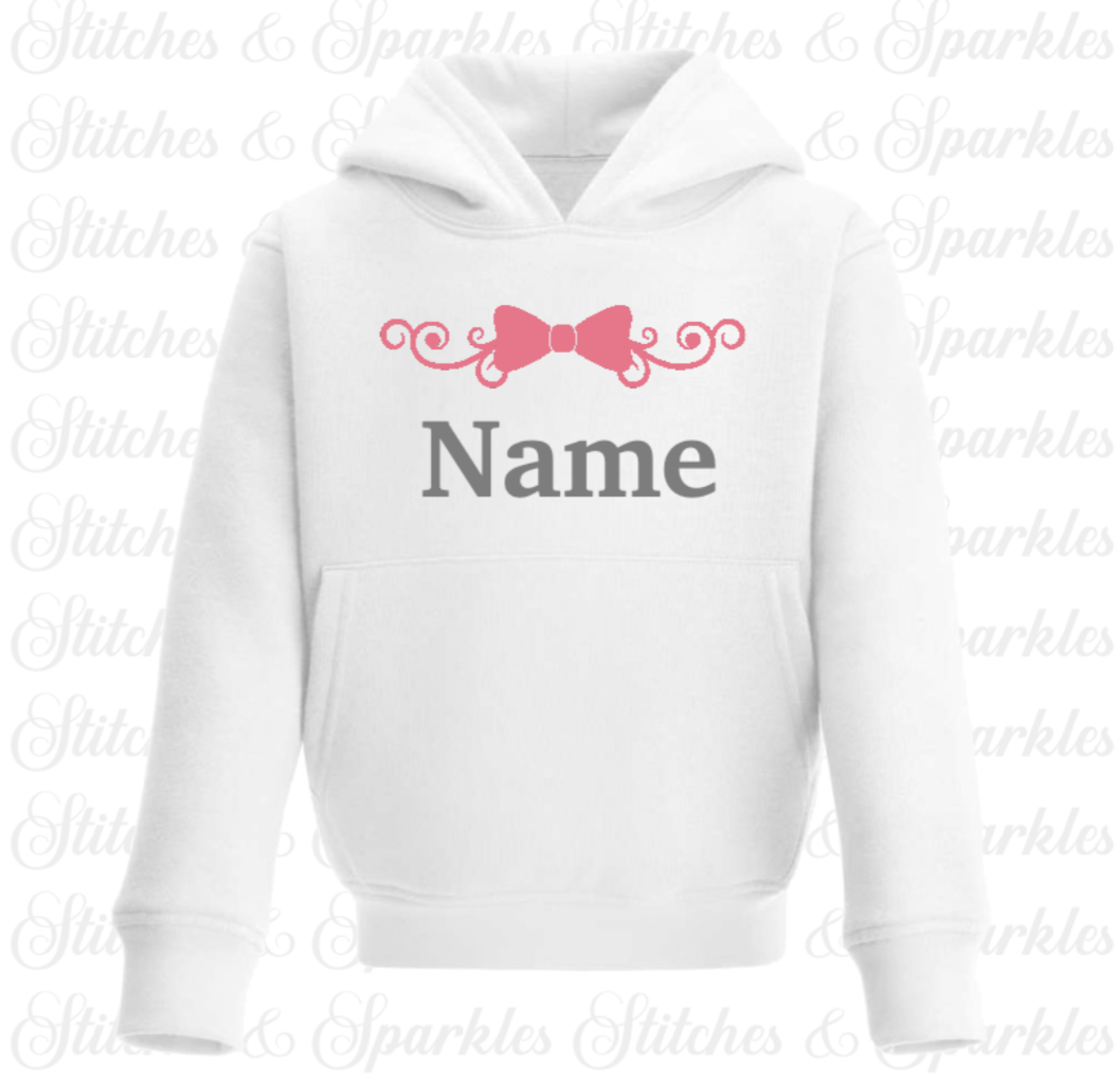 Embroidered Bow Design - Pull on Hoodie